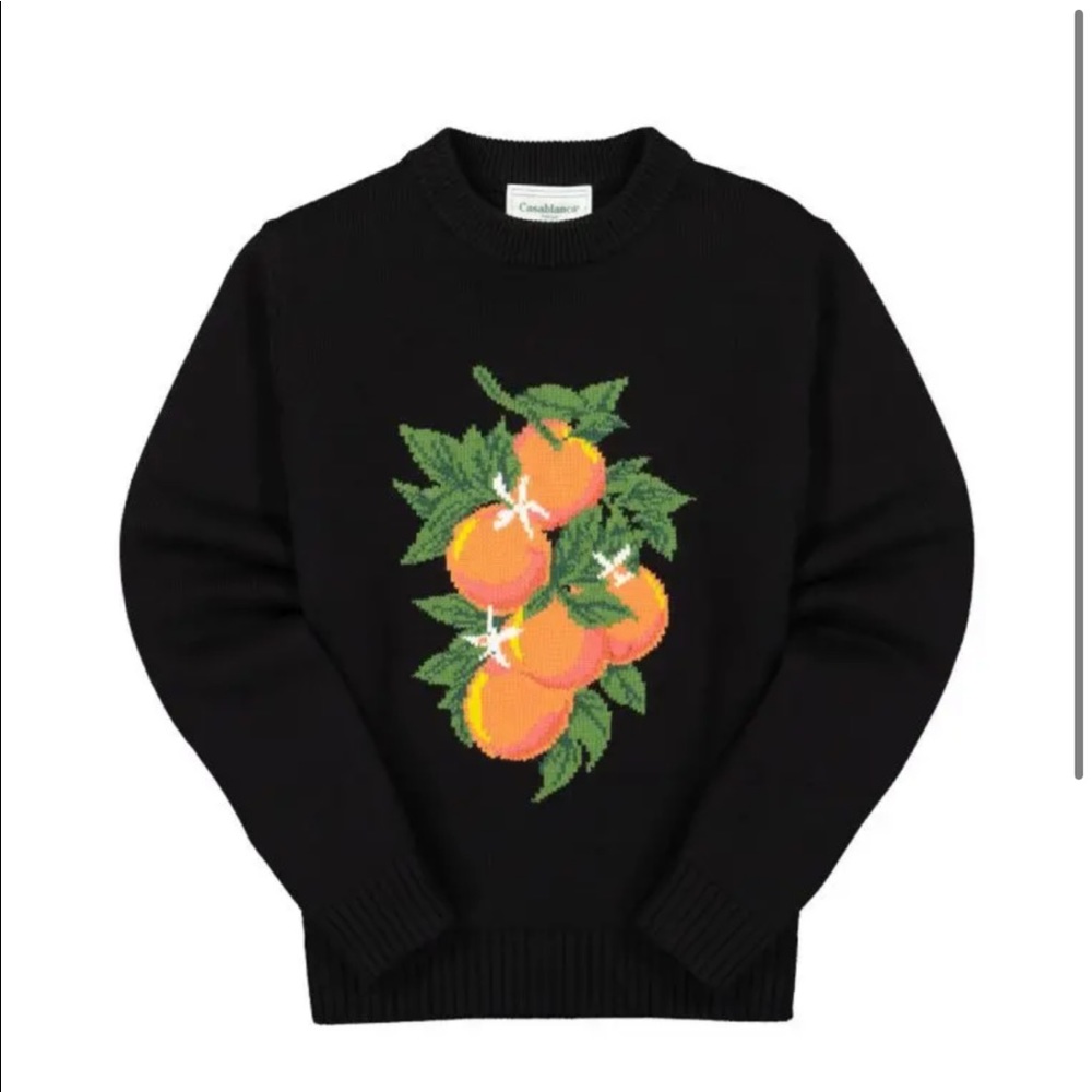 CASABLANCA Oranges Intarsia Cotton Knit Sweater - Black - XXL